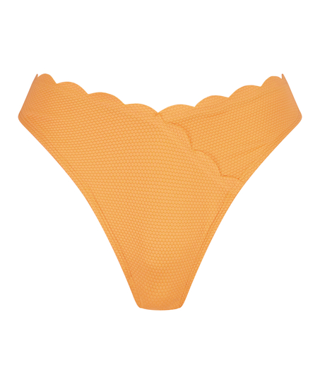 Braguita de bikini de corte alto Scallop, Naranja