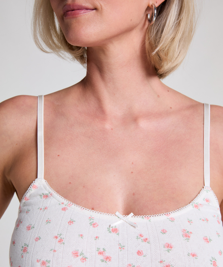 Vestido camisero en pointelle, Blanco