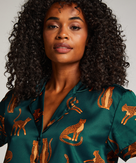 Chaqueta de manga corta de sat&eacute;n, Verde