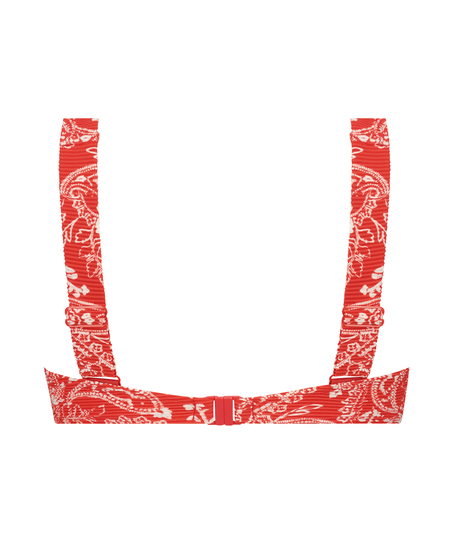 Top de bikini de aros no preformado Paisley, Rojo