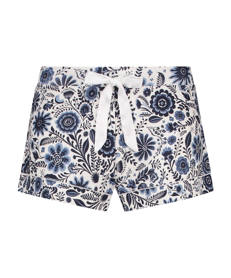 Pantalón corto de pijama de tejido de punto, Blanco