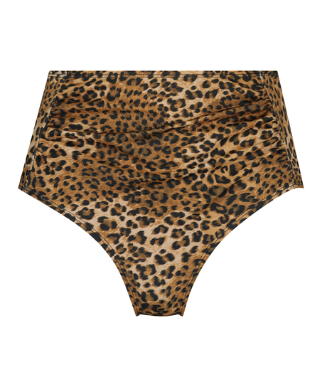 Atrevida braguita de bikini de corte alto Leopard, marr&oacute;n
