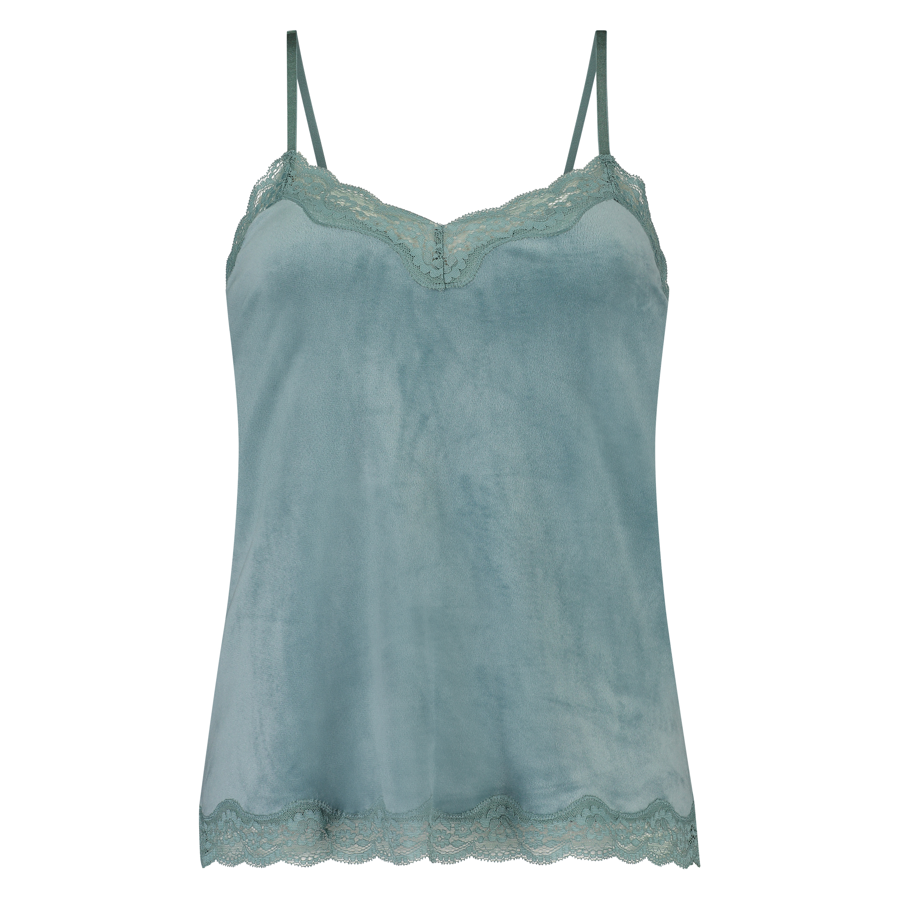 Camiseta top Velours Lace, Verde, main