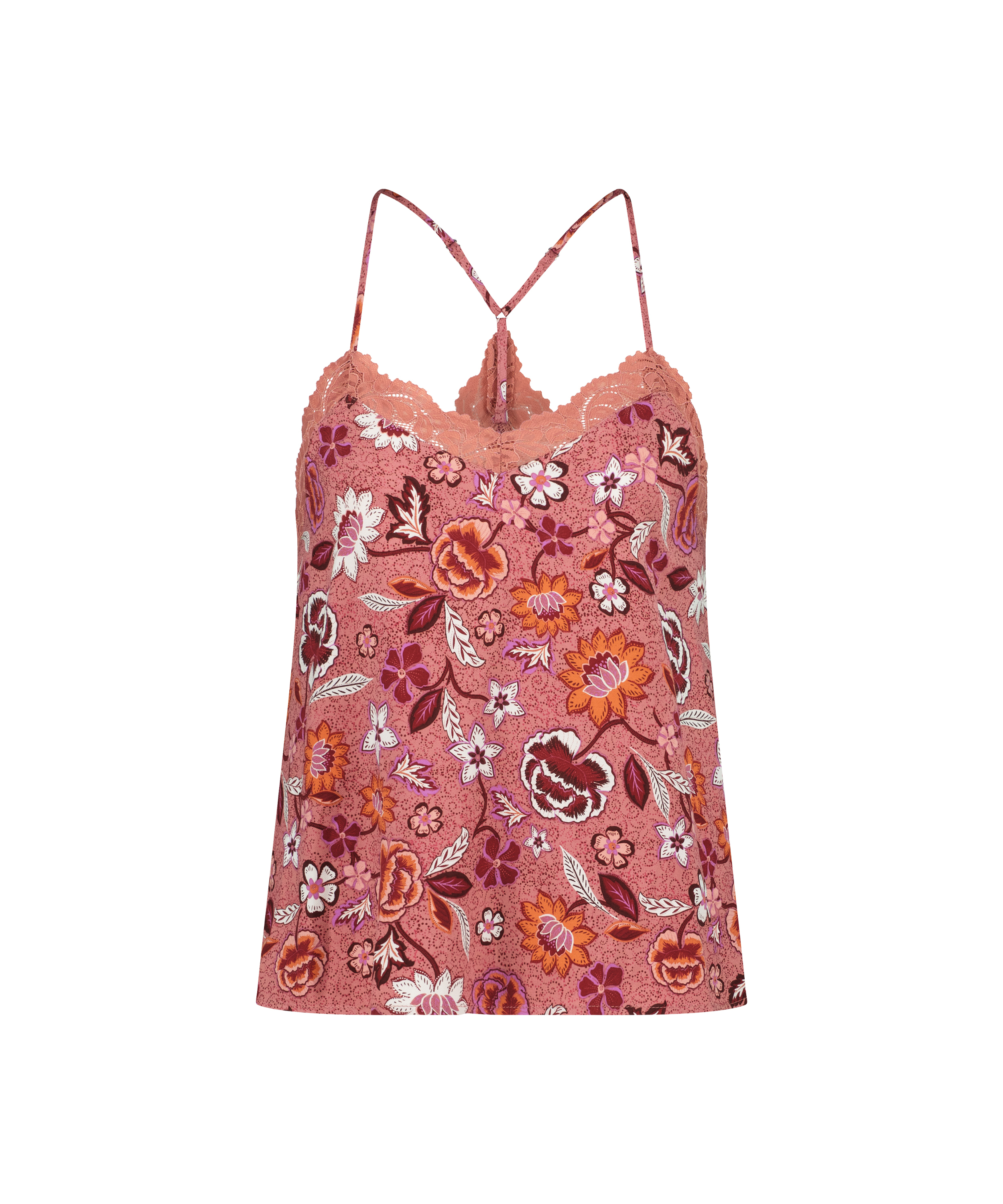 Camiseta top Woven Lace, Rosa, main