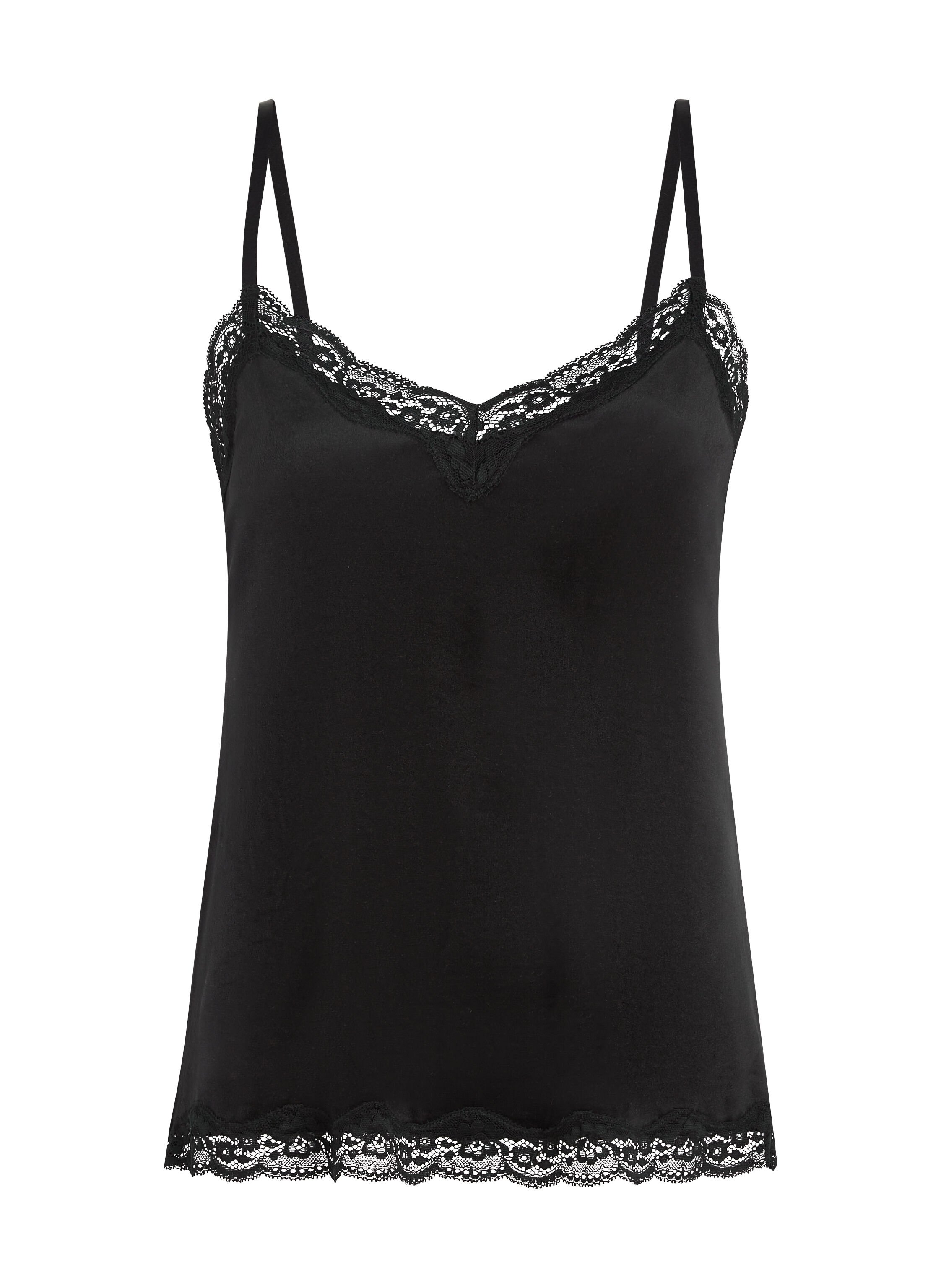 Camiseta top Velours Lace, Negro