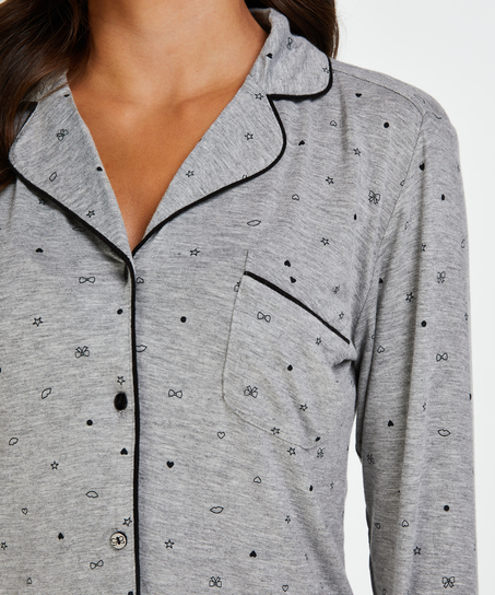 Conjunto de pijama largo, Gris