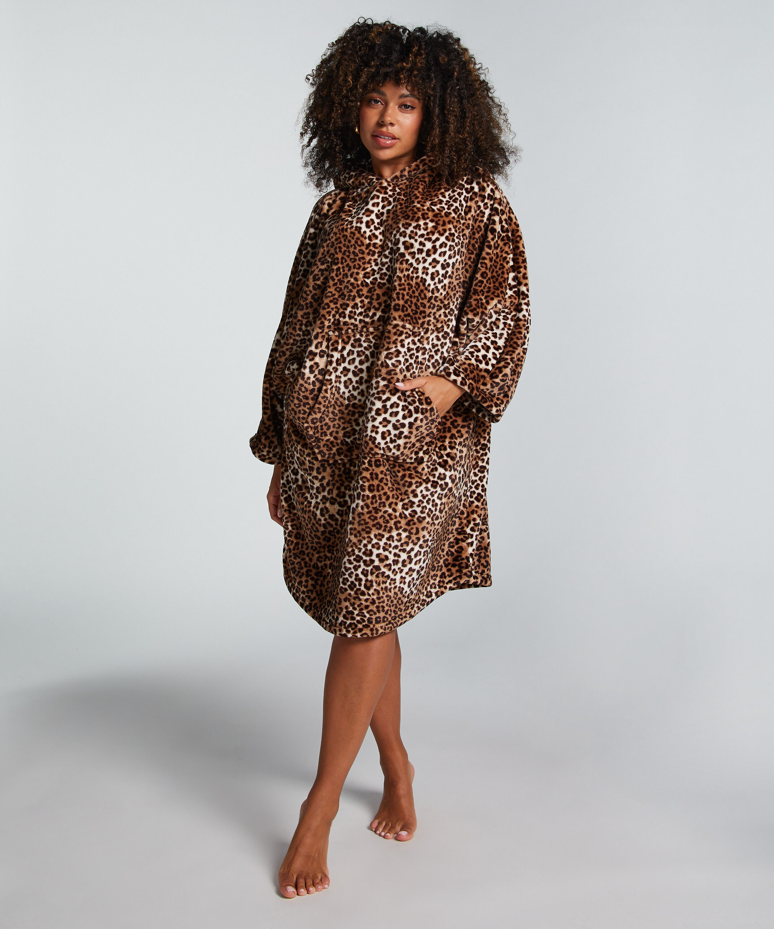 Flannel Fleece Hoodie, Beige