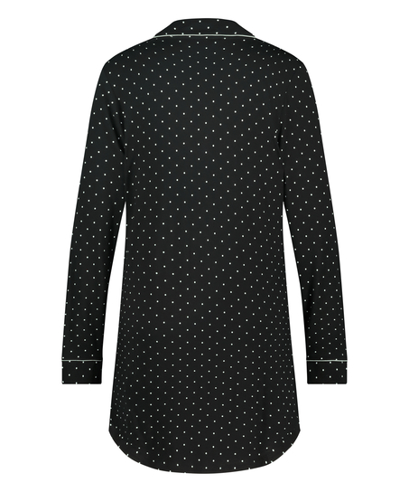 Vestido camisero de manga larga de jersey Essential, Negro