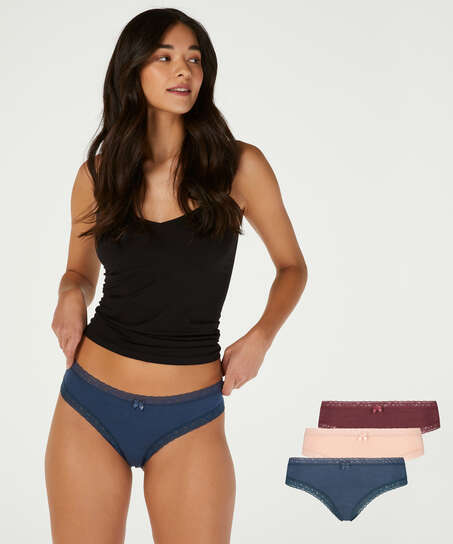 3 pares de braguitas brasile&ntilde;as Wild Girls Club, Rojo