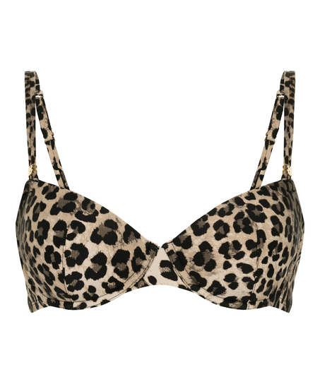 Top de bikini preformado de aros Animalia, Marrón