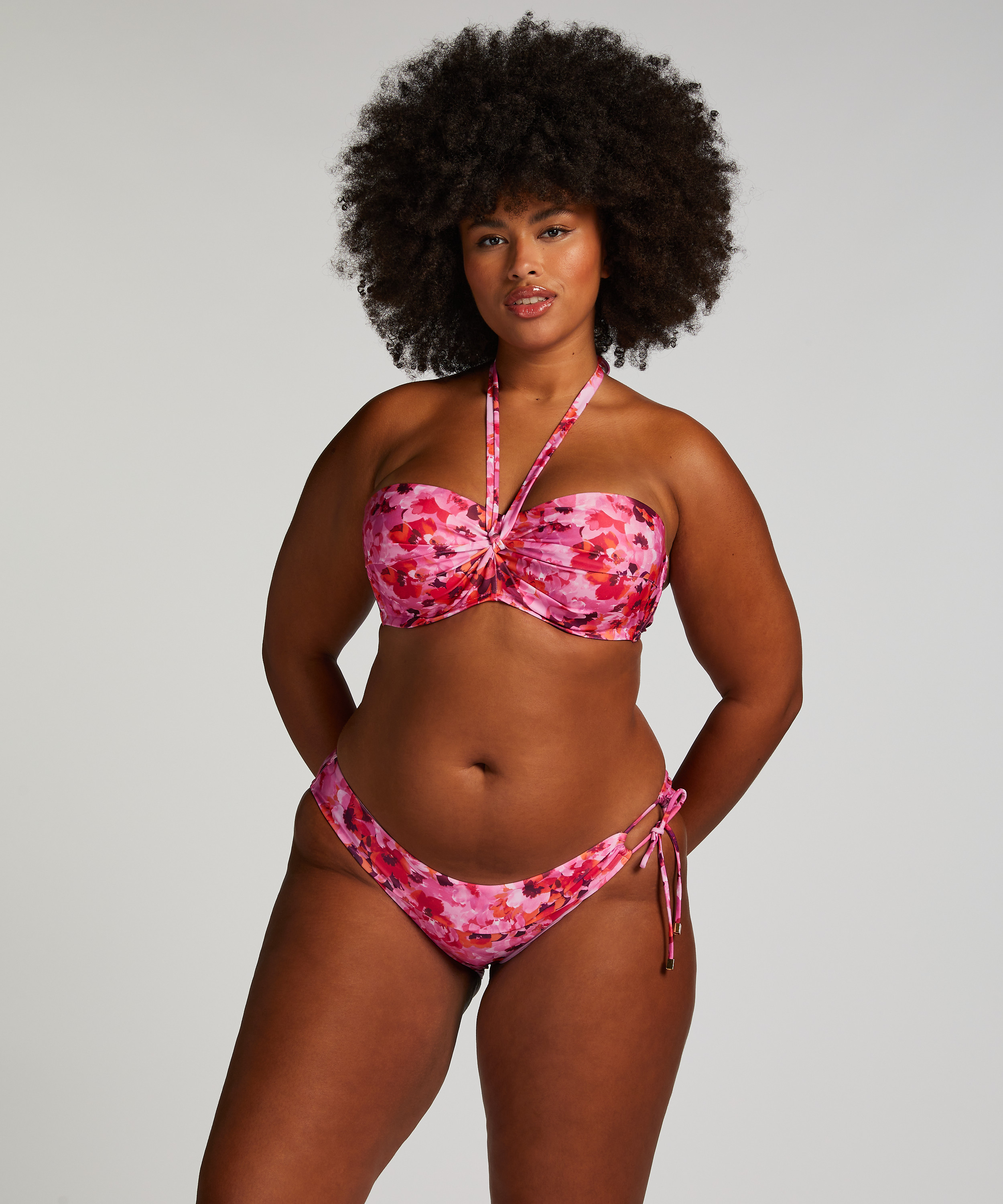 Top de bikini push-up Floral Copa A - E, Rosa, main