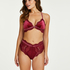 Tanga de corte alto Maureen Rebecca Mir, Rojo