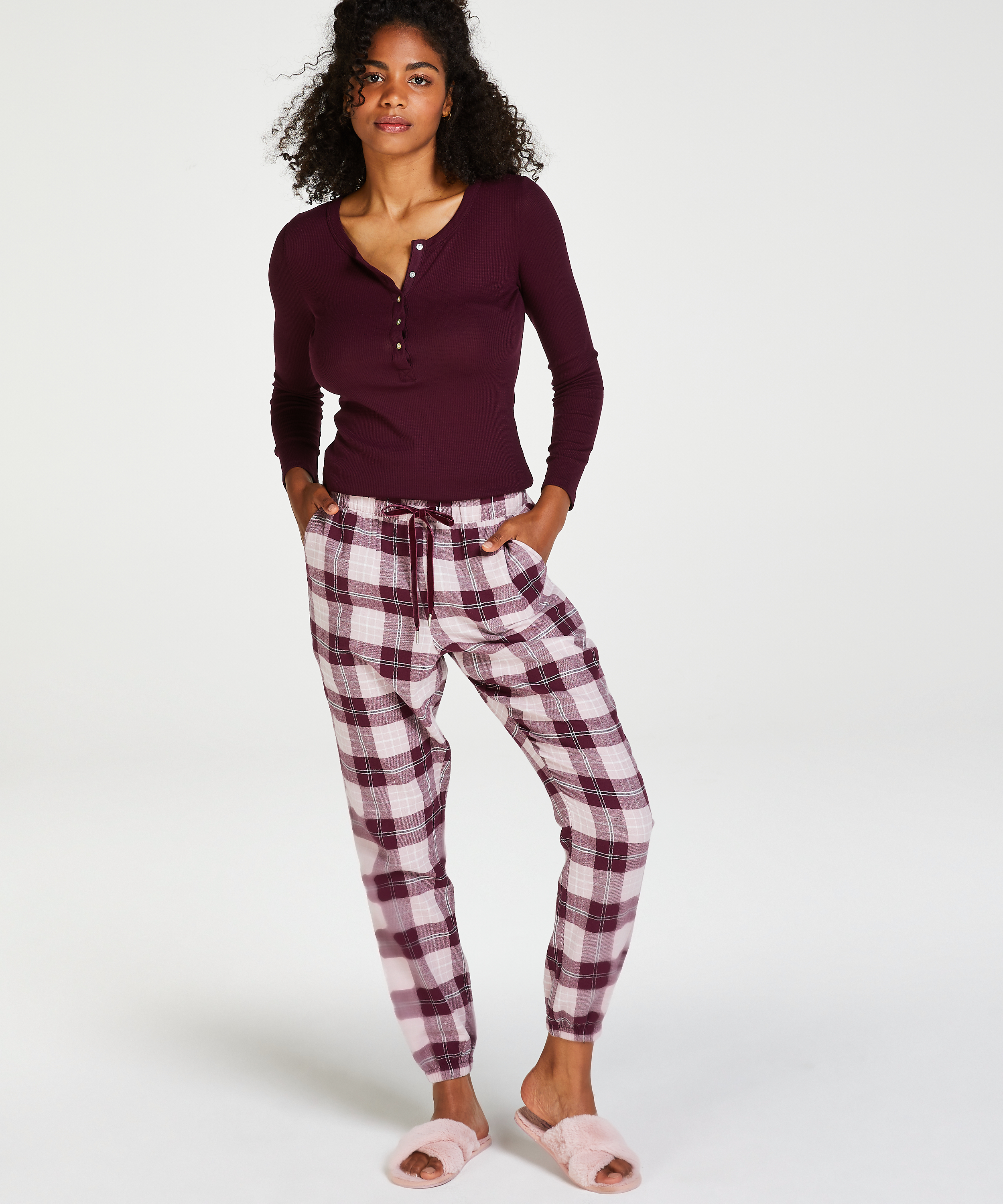 Petite Pantal&oacute;n de pijama Twill Check, Rojo, main