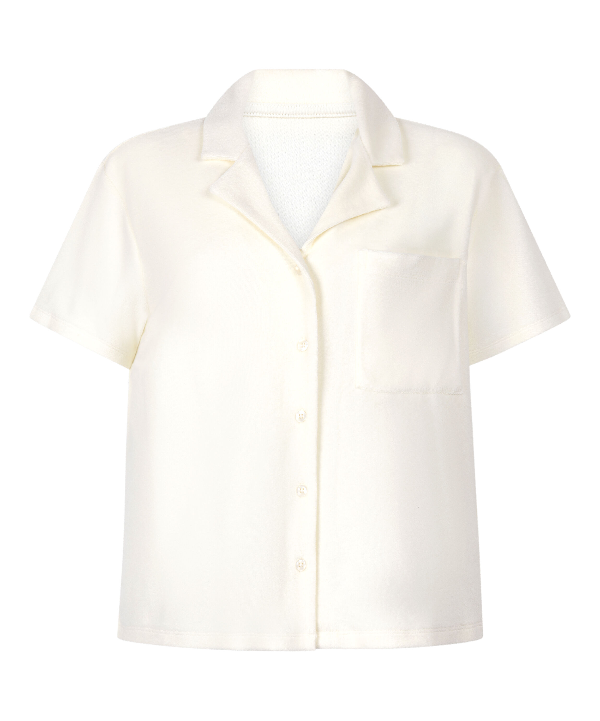 Camisa abotonada con textura de toalla, Blanco
