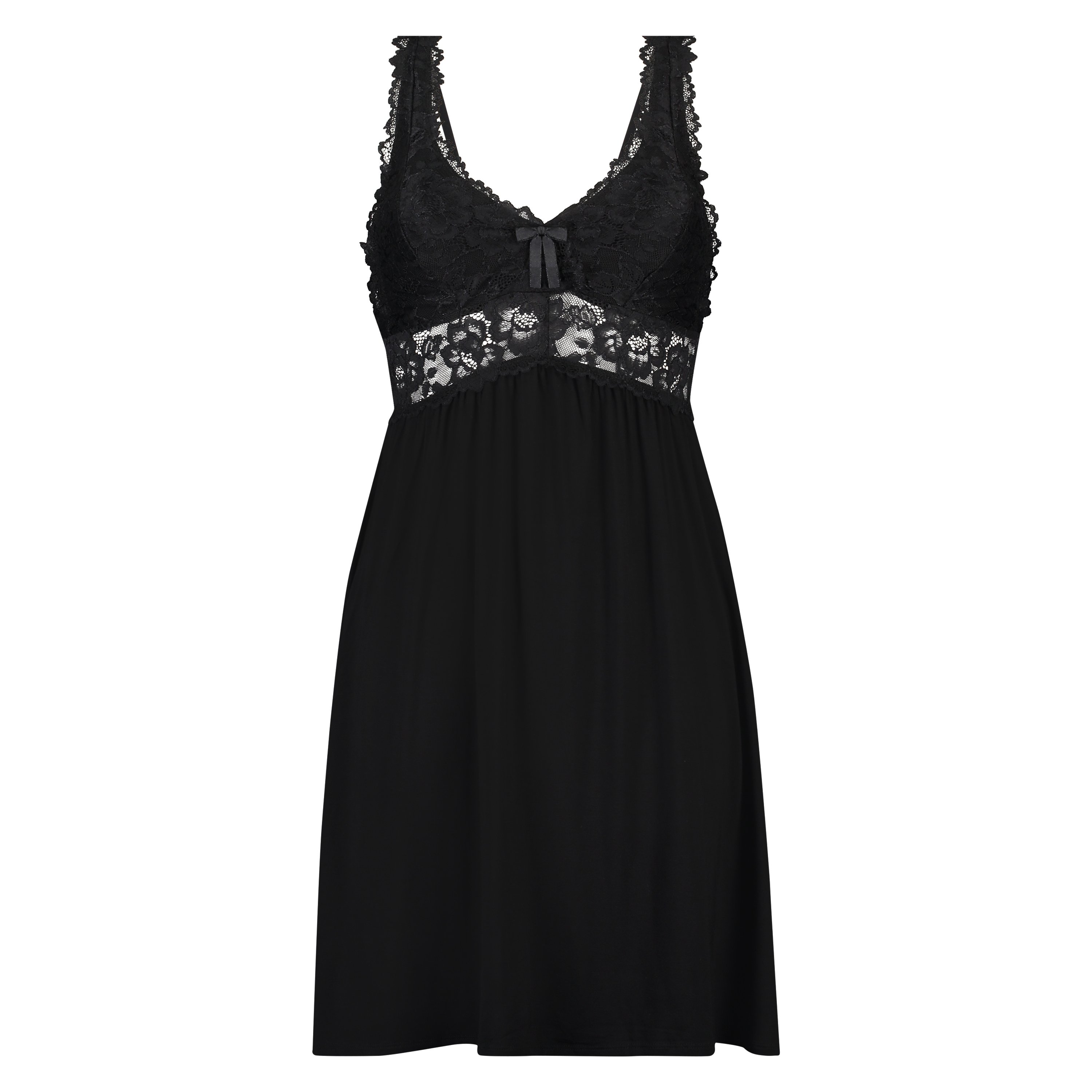 Vestido lencero Nora Lace, Negro, main