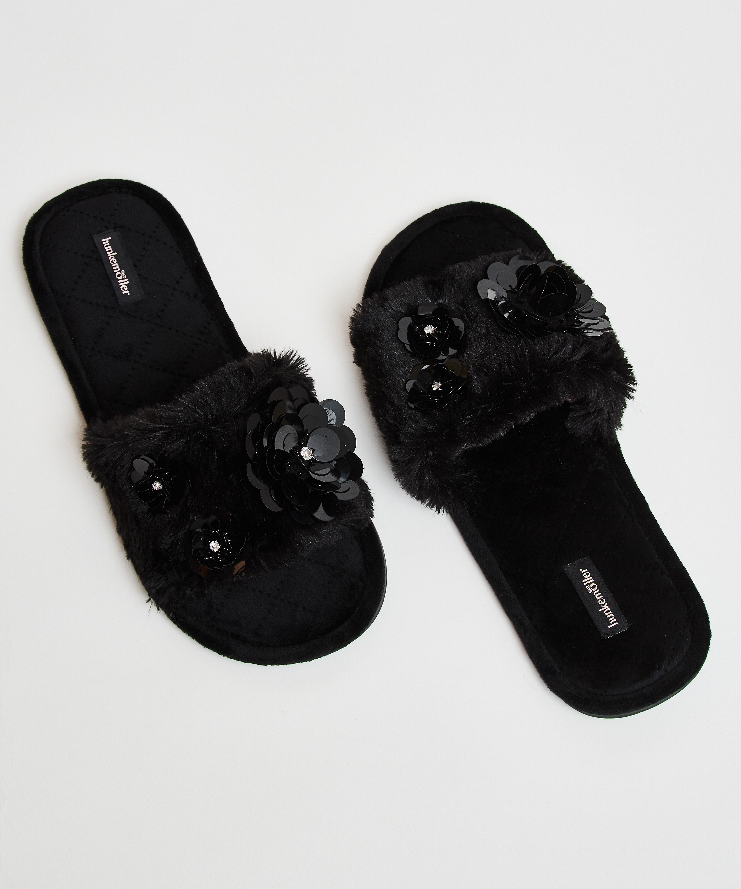 Pantuflas Floral, Negro, main