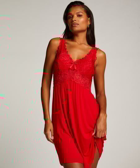Vestido lencero Nora Lace, Rojo