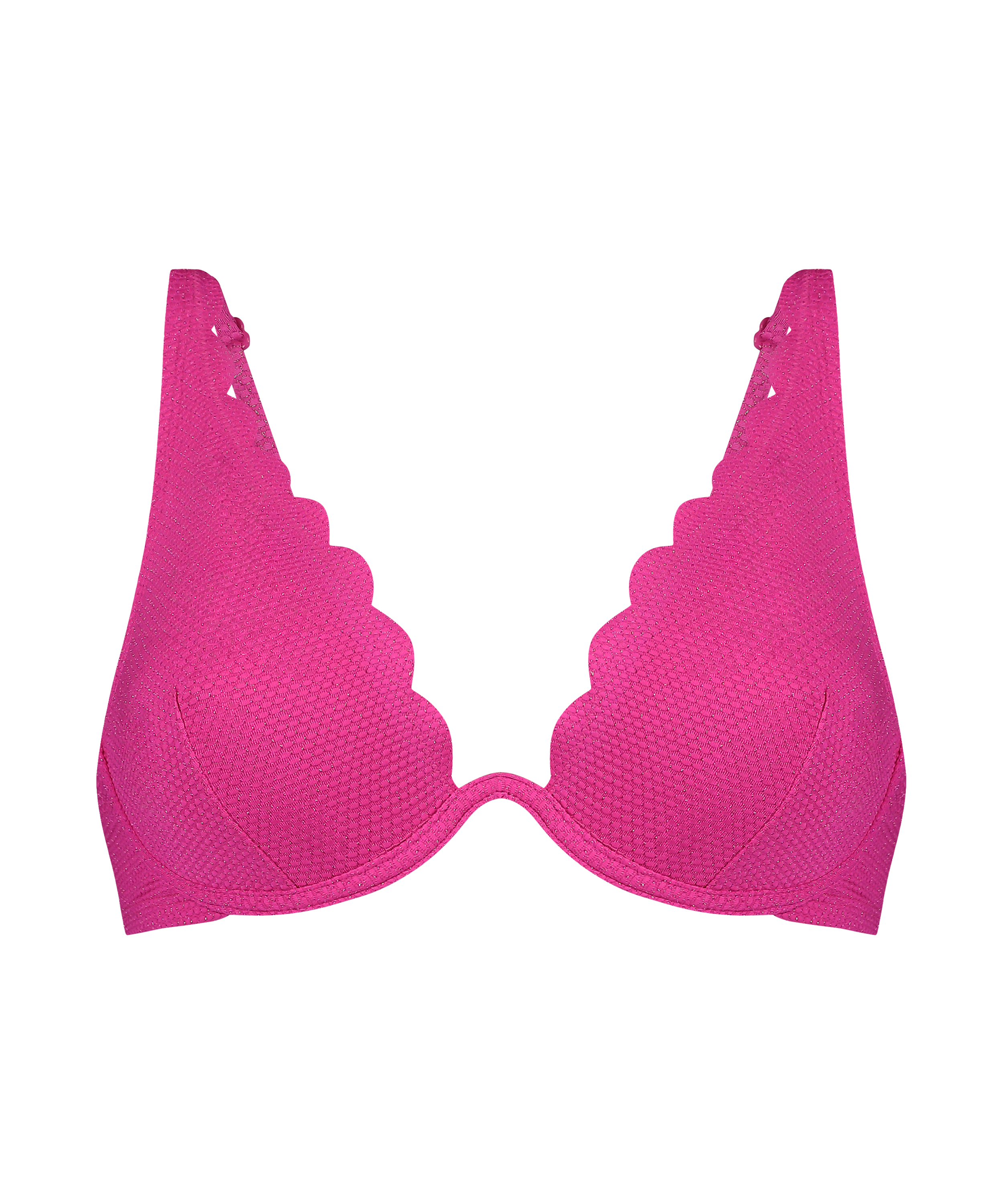Top de bikini de lúrex Scallop, Rosa, main