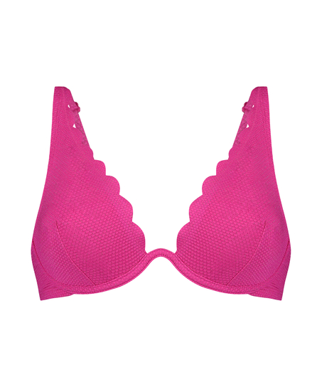 Top de bikini de lúrex Scallop, Rosa