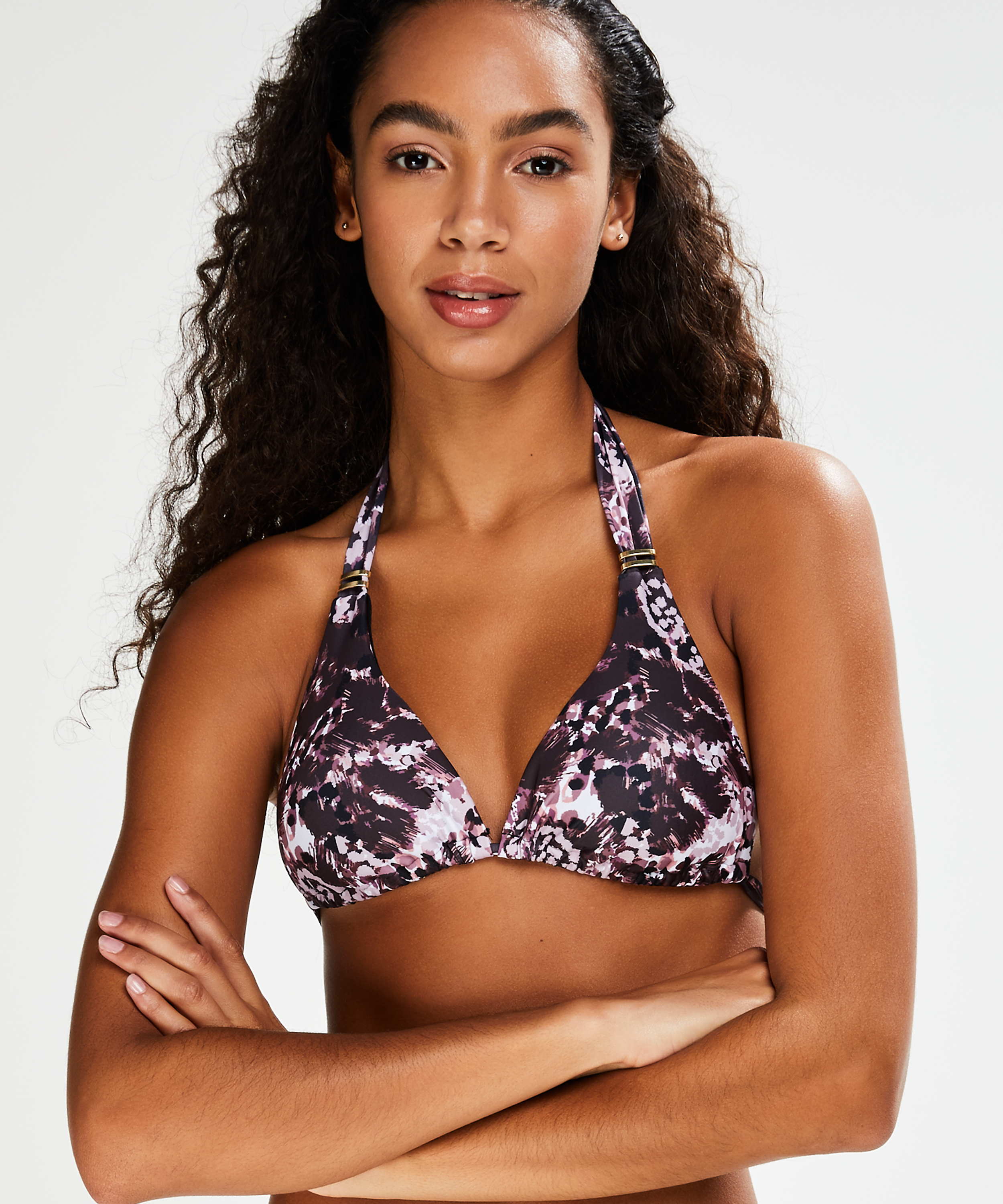 Top de bikini triangular Animaux, Negro, main