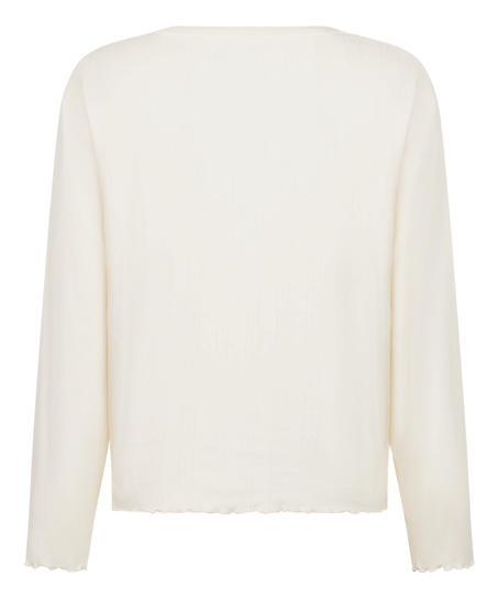 Pyjama Top Loose Pointelle, Blanco