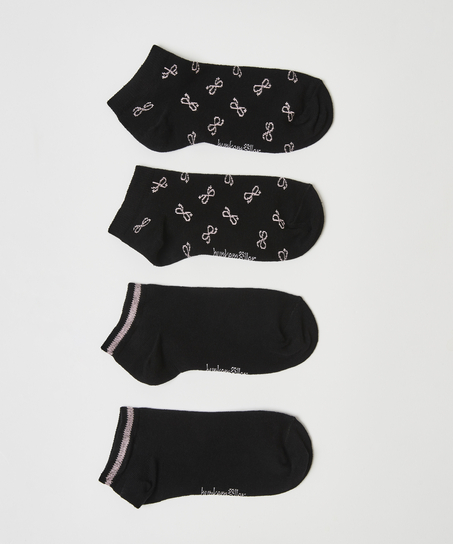 2 pares de calcetines tobilleros deportivos Cotton , Negro