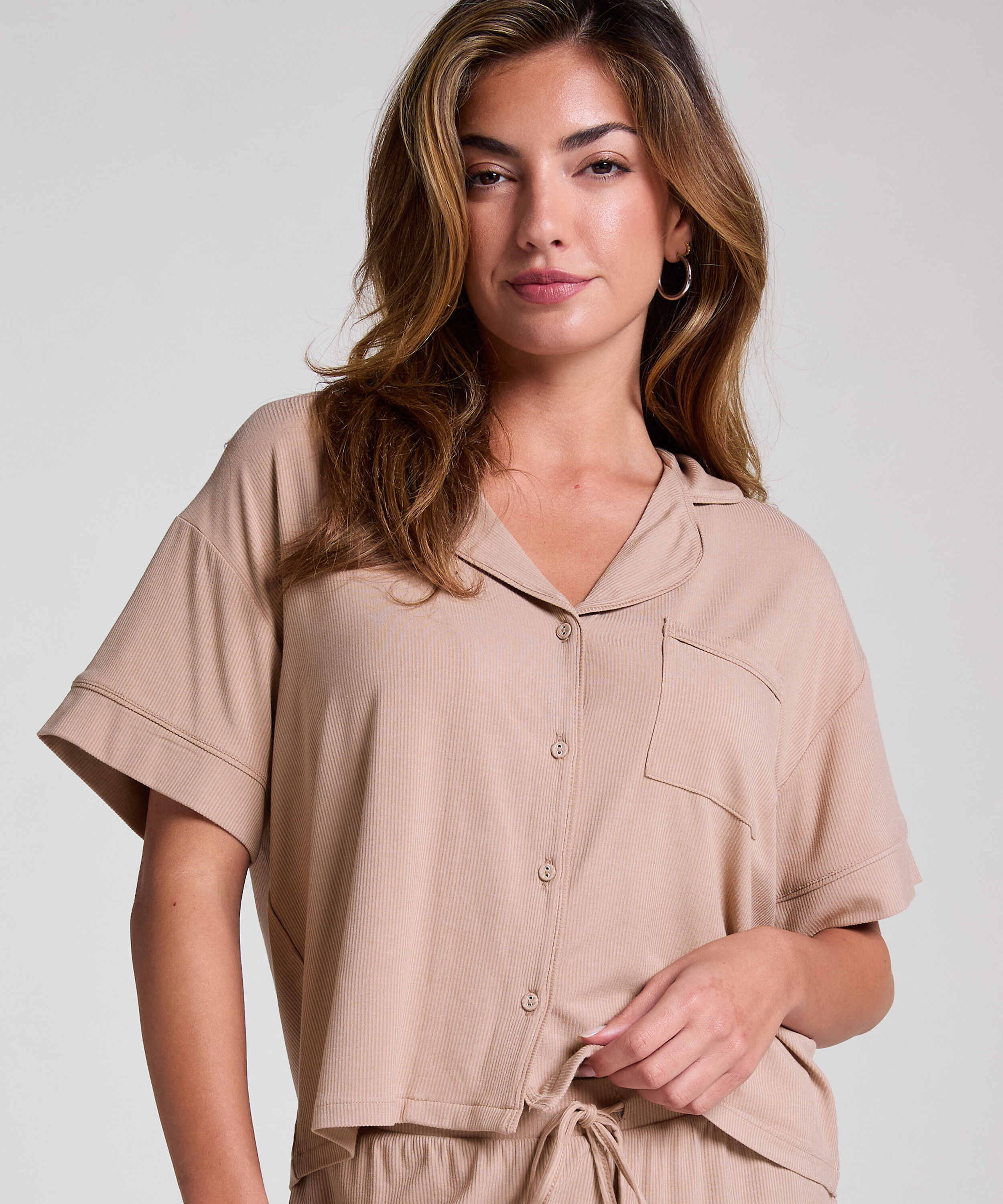 Chaqueta de manga corta de jersey Essential, Beige