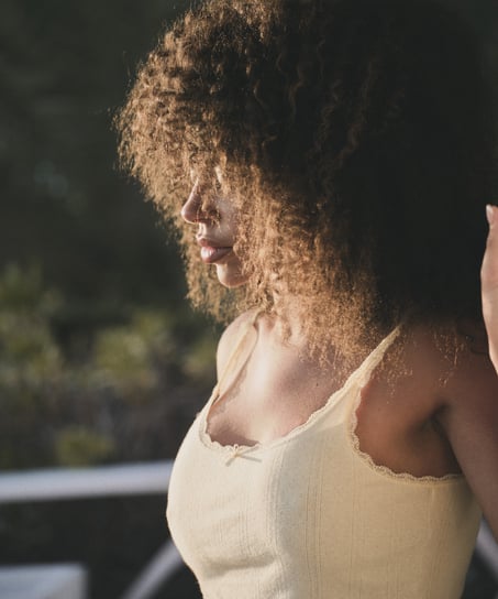 Camiseta sin mangas en pointelle, Amarillo