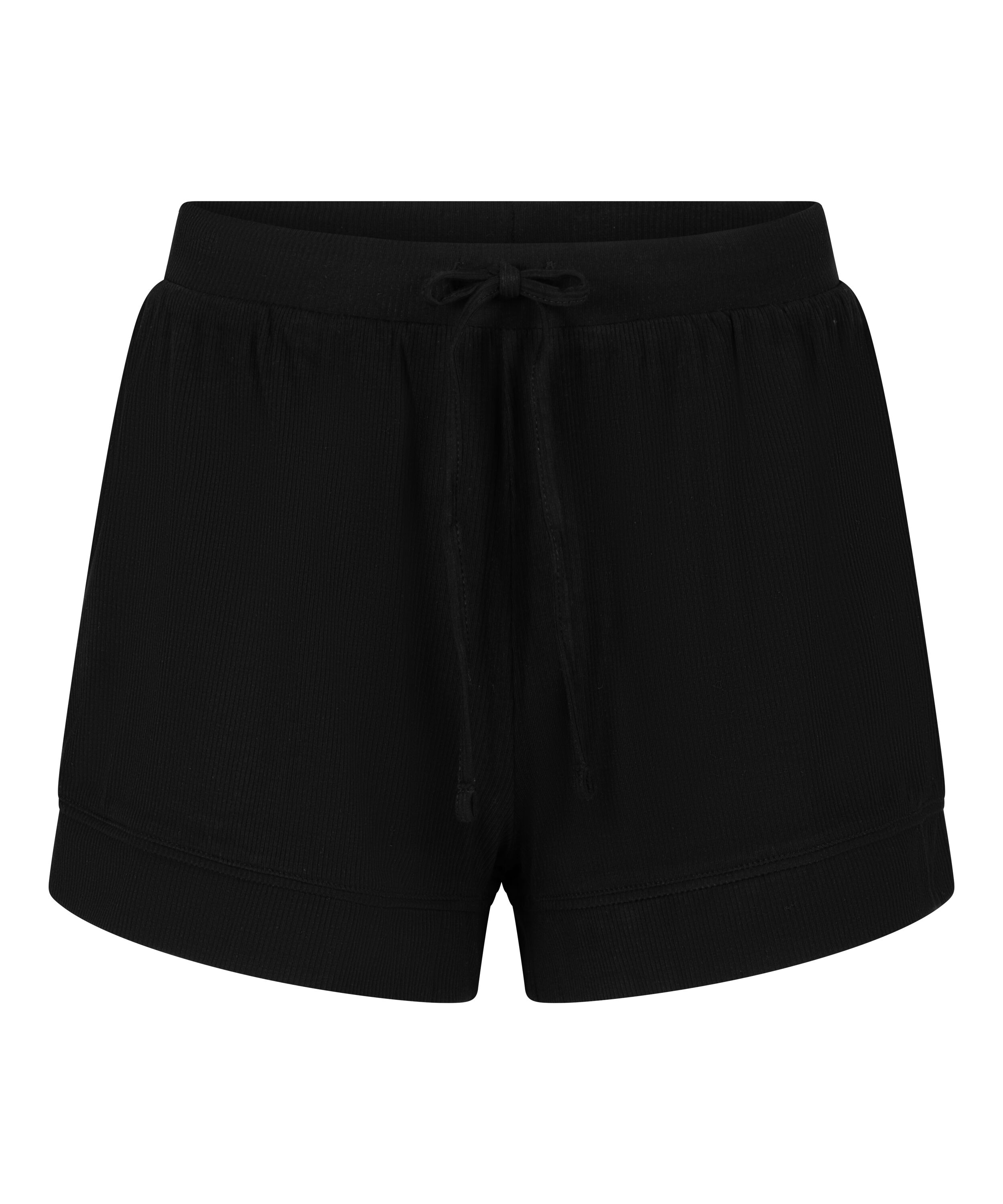 Short de punto Rib Essential, Negro