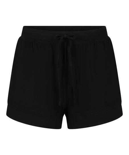 Short de punto Rib Essential, Negro