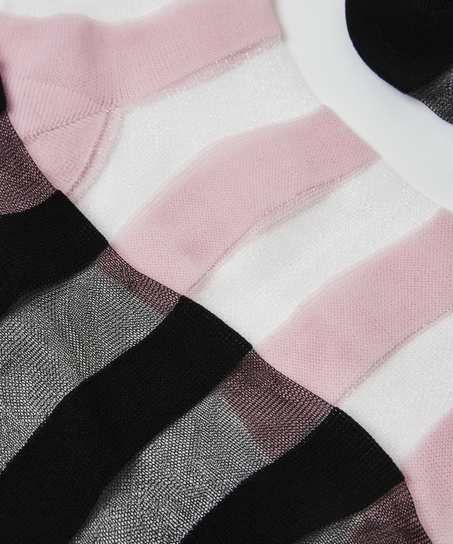 2 pares de calcetines rejilla y rayas, Negro