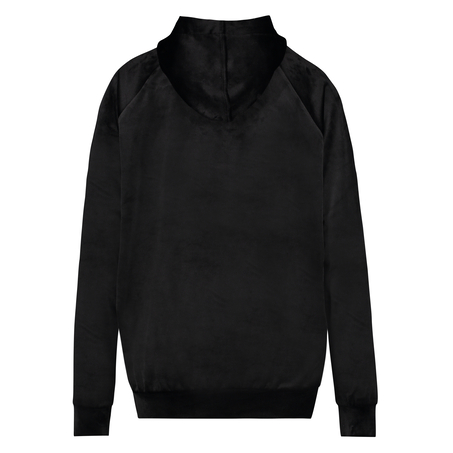 Top de pijama de terciopelo y manga larga, Negro