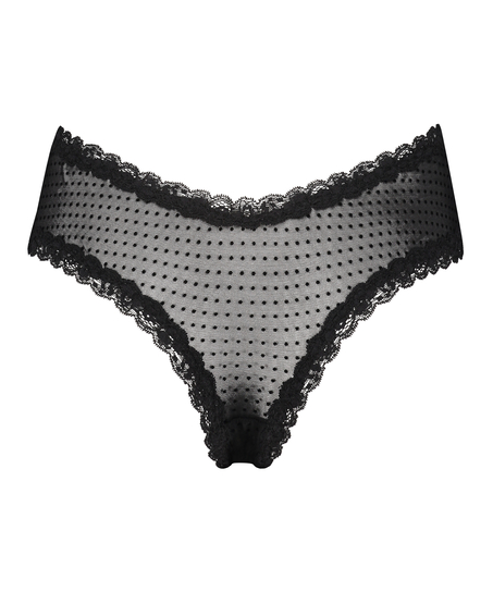 Brasileña en forma de V burn-out mesh, Negro