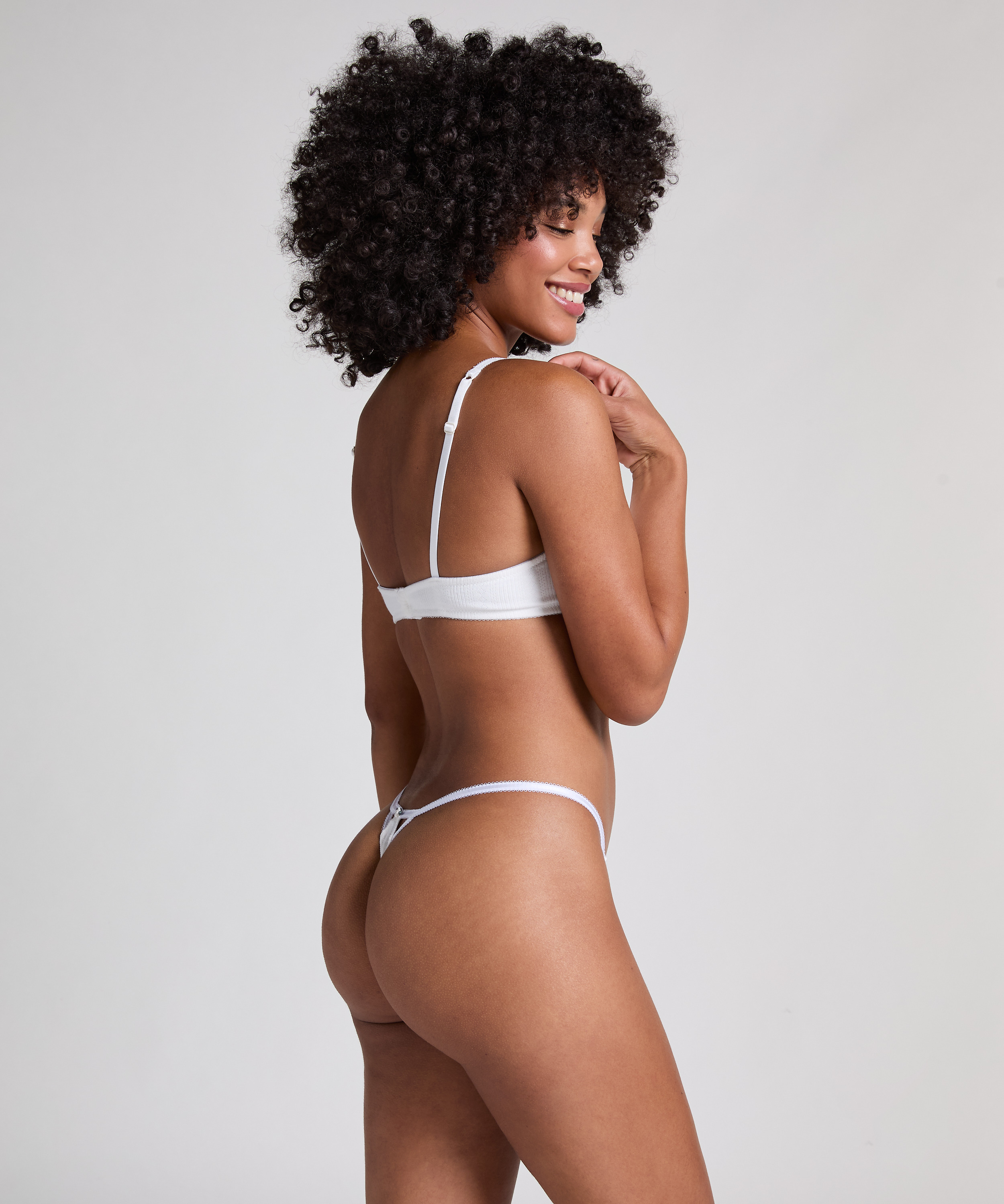 Tanga Pointelle, Blanco, main