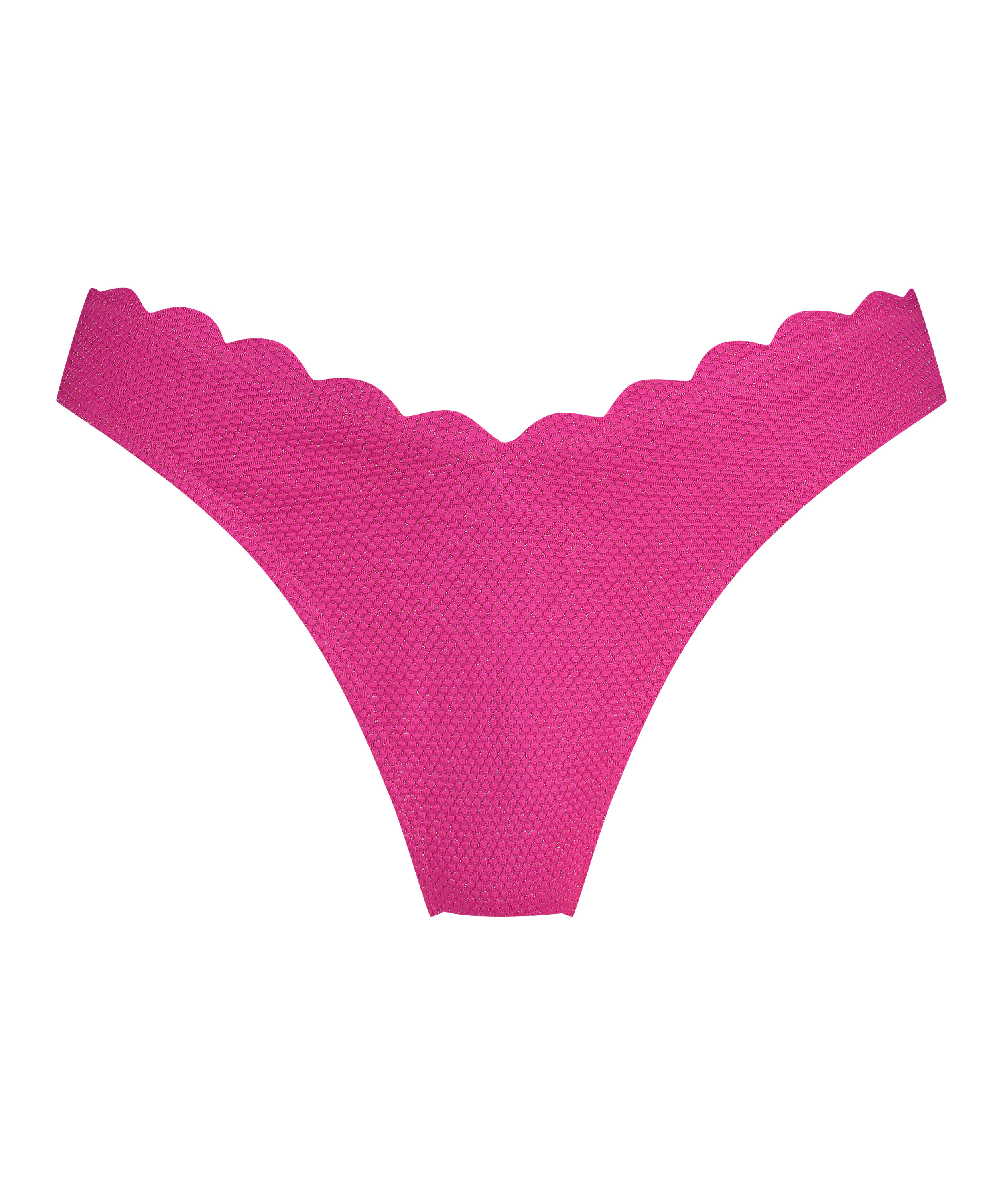 Braguita de Bikini de Corte Alto Scallop Lurex, Rosa