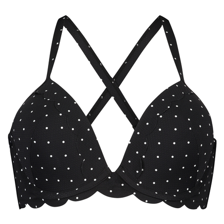 Top de bikini preformado Scallop Copa E +, Negro