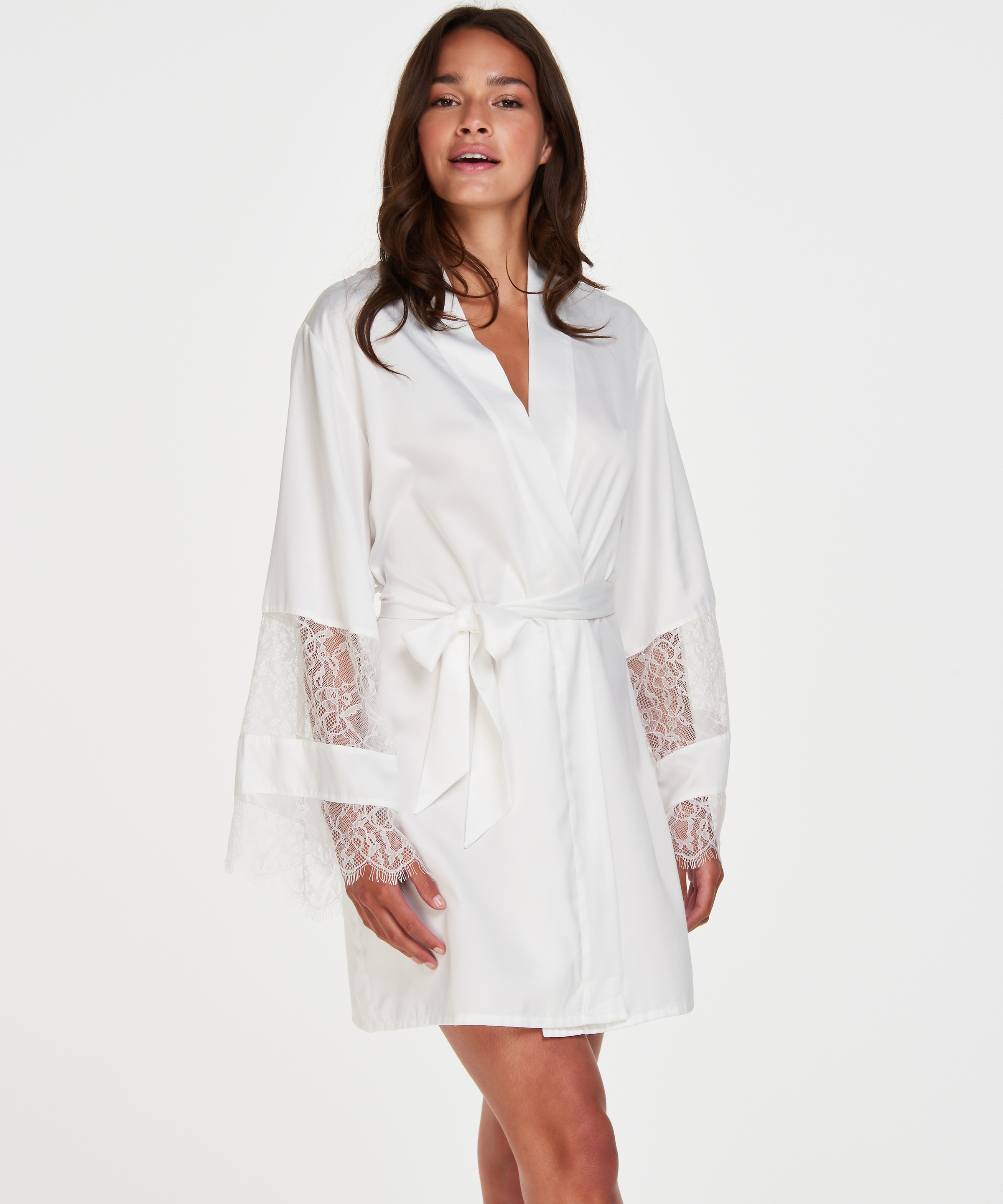Kimono de sat&eacute;n Bridal, Blanco, main
