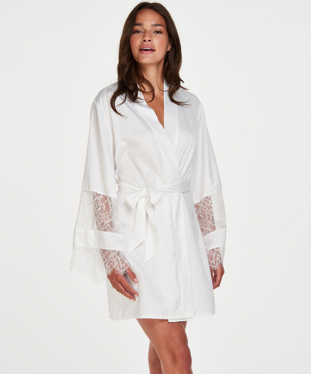Kimono de sat&eacute;n Bridal, Blanco