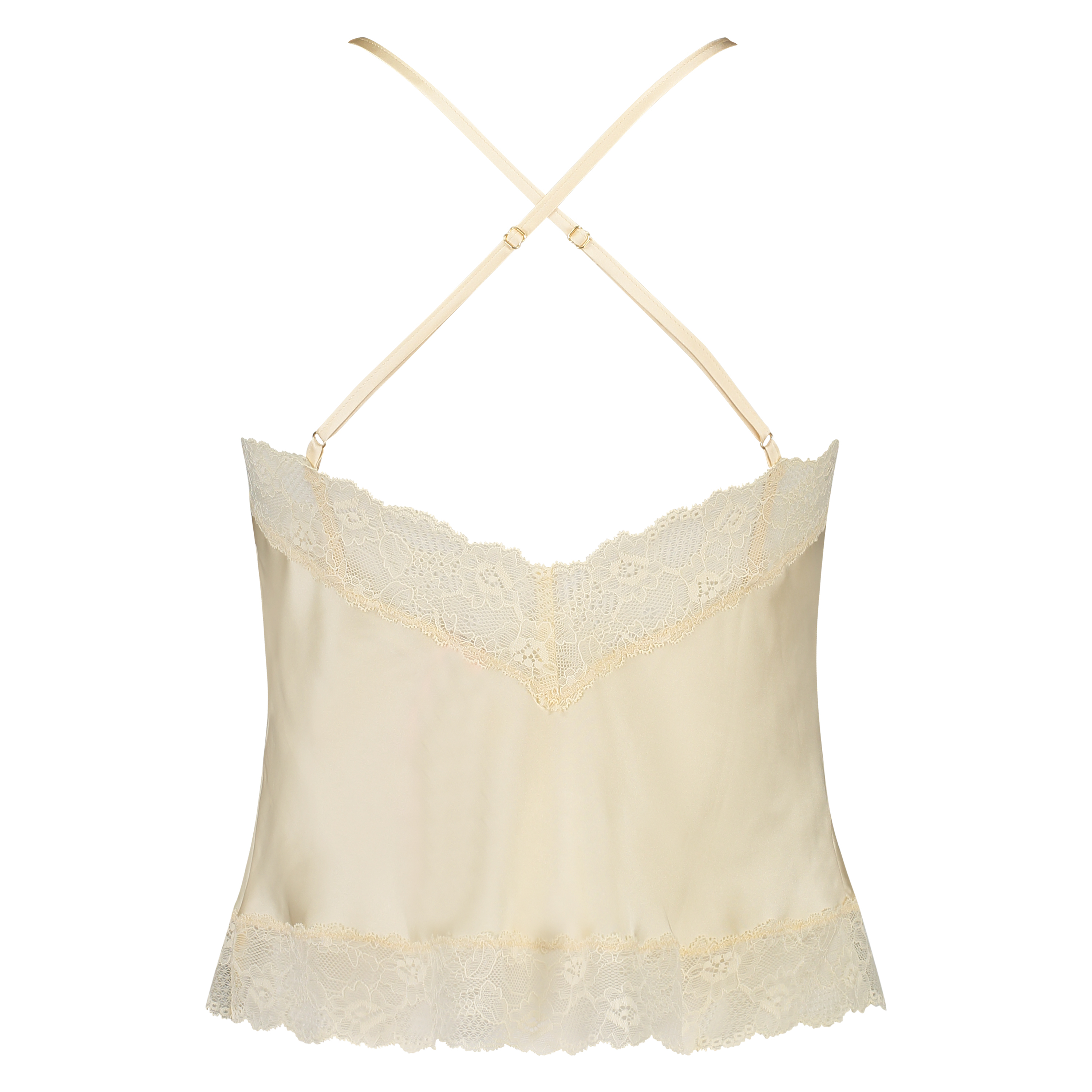 Camiseta top Satin Lace, Beige, main