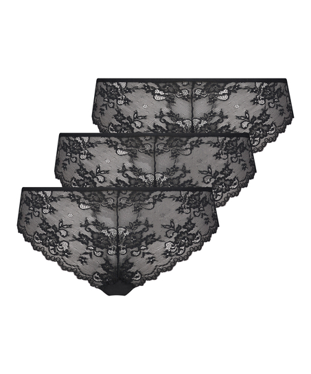 Lote de 3 braguitas brasileñas invisibles, Negro