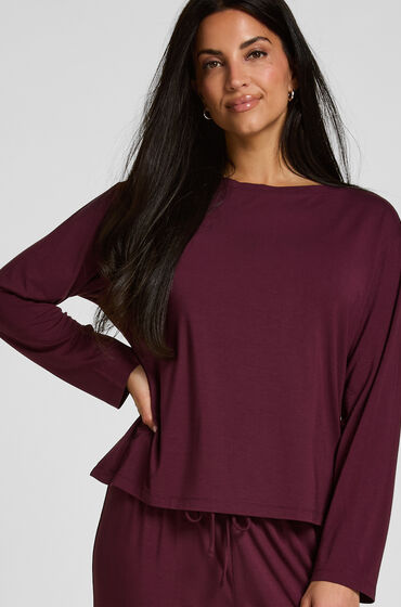 hunkemoller camiseta pijama manga larga jersey morado