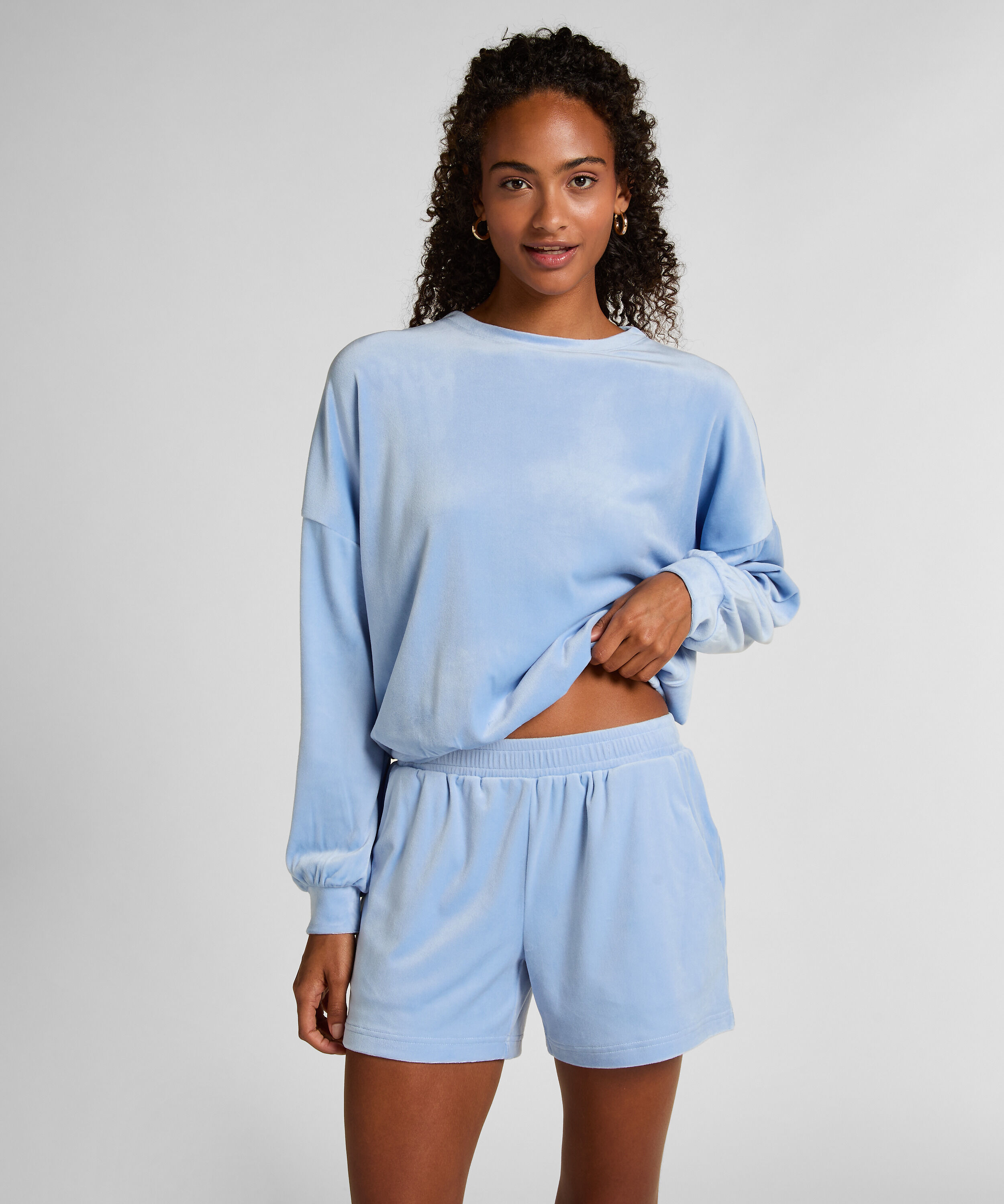 Short bolsillo de terciopelo, Azul