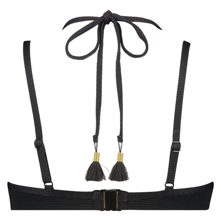 Top de bikini de aros preformado Scallop Glam, Negro