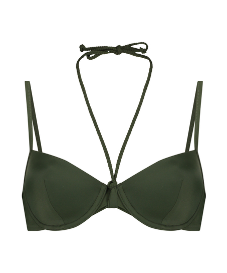 Top de bikini con aros y preformado Luxe, Verde