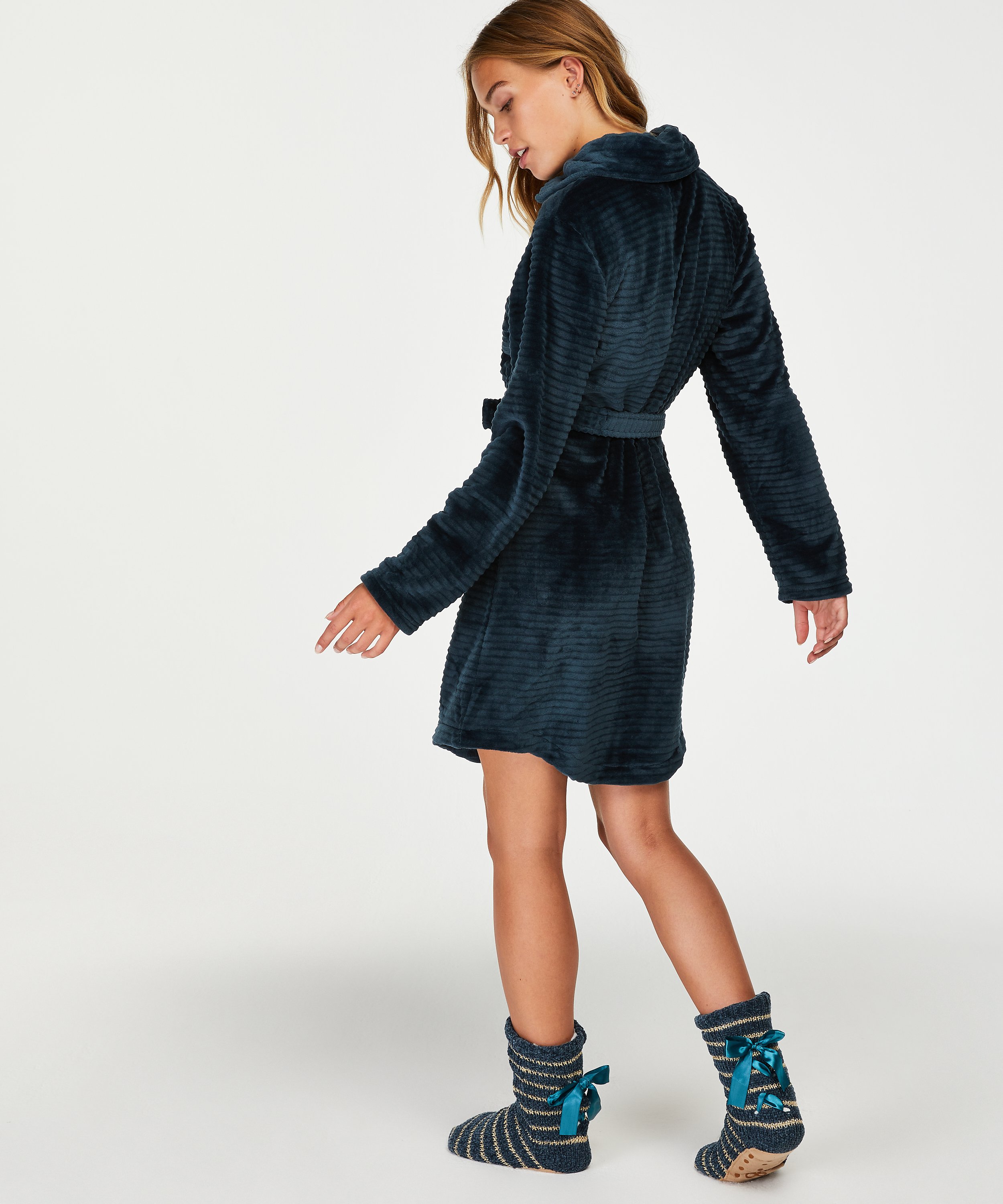 Albornoz Zip Fleece, Azul, main