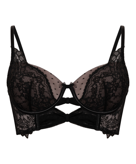 Sujetador de aros longline acolchado Juliette, Negro