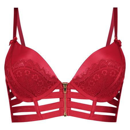 Sujetador push-up de aros preformado longline Kennedy, Rojo