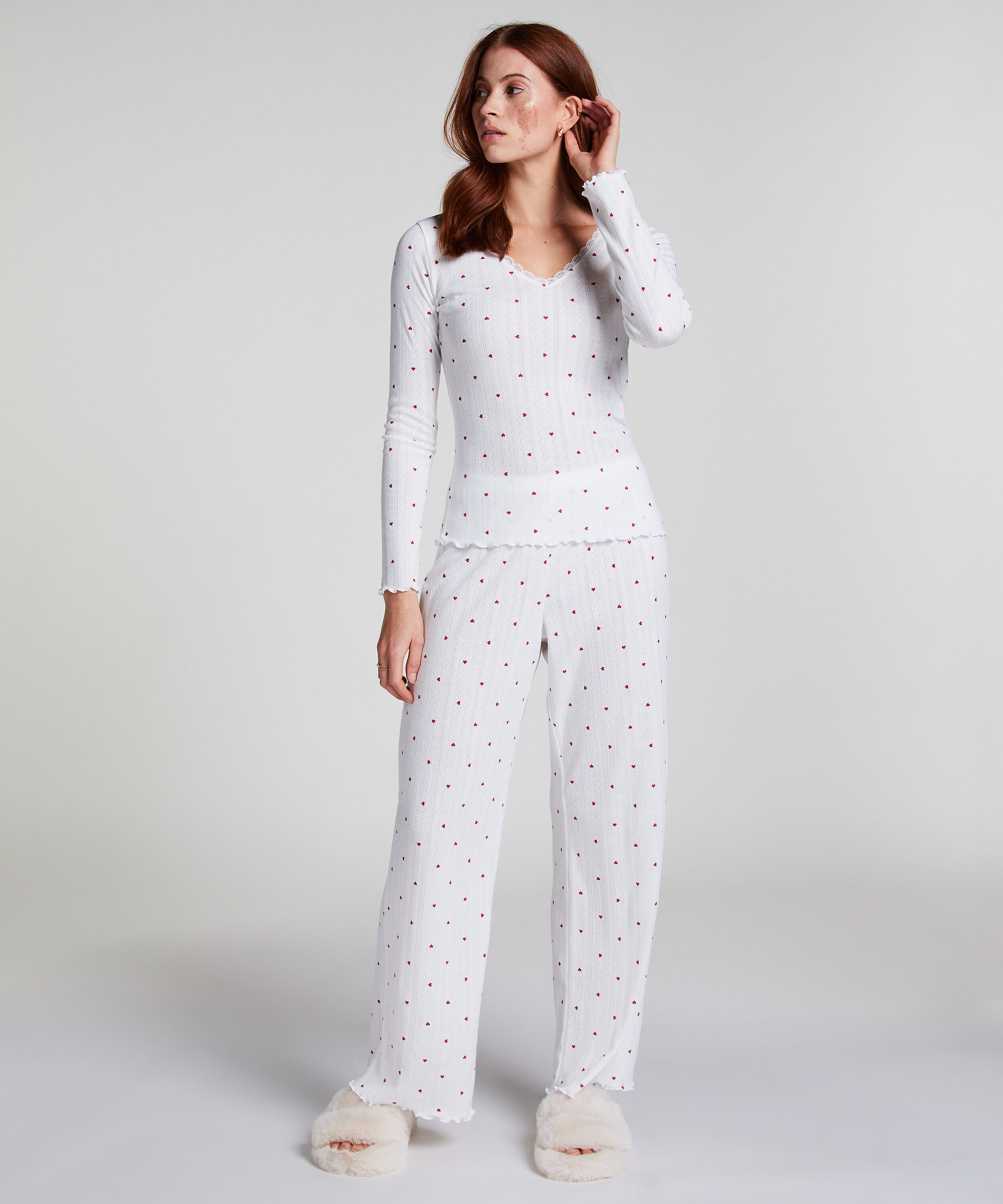 Pantalón de pijama Pointelle, Blanco
