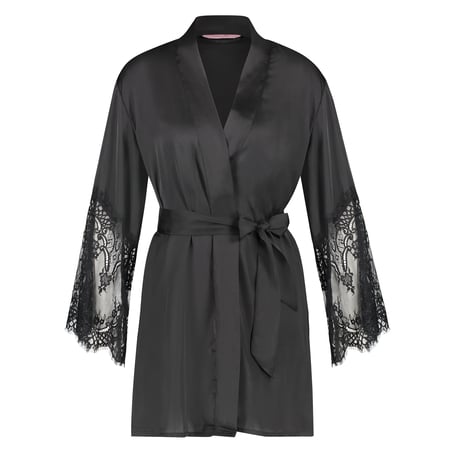 Kimono Lace Satin, Negro