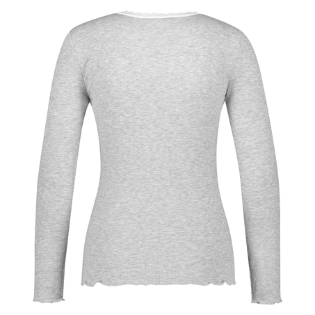 Top acanalado R-neck, Gris